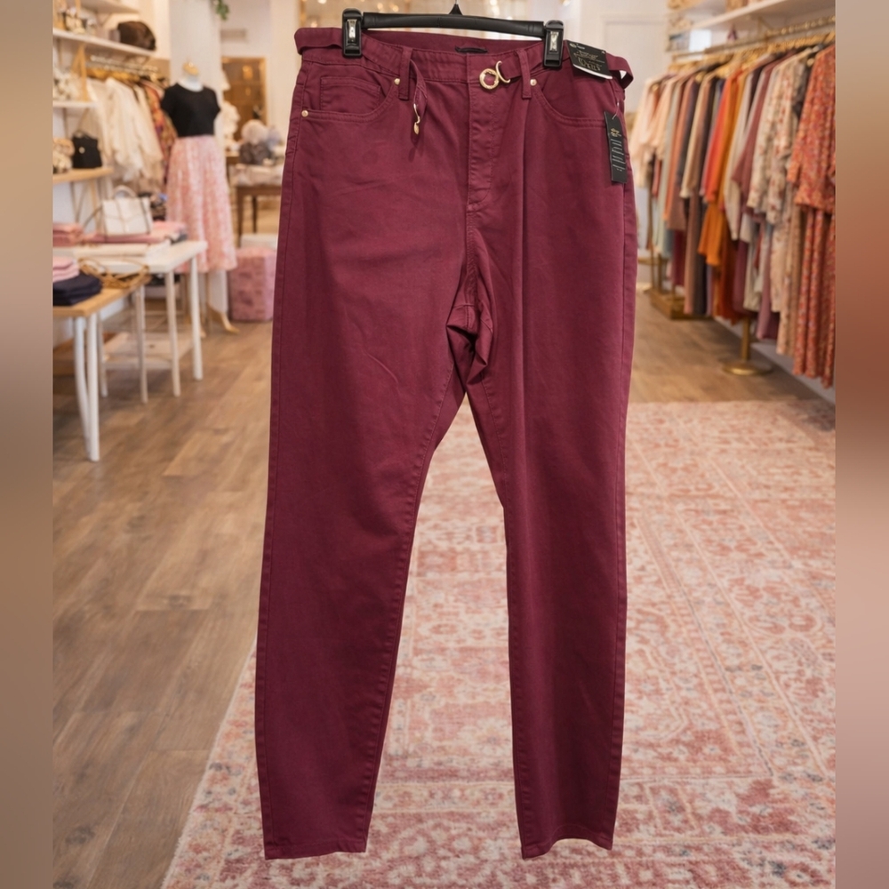 Bold Elements Womens  Straight Leg High-Rise Pants Size 18 CURVY SKINNY Pink